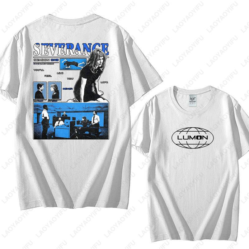 Винтажная футболка Lumon Macrodata Refinement Severance, Ретро футболка Severance TV Show, Хлопковая футболка, Летний ретро тренд, Крутые футболки унисекс