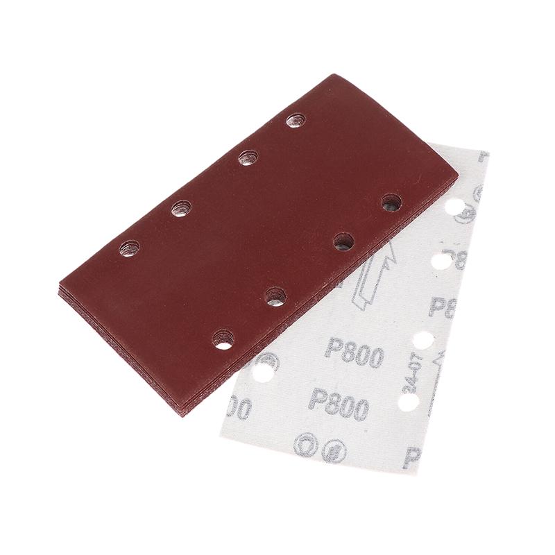 10 шт. Прямоугольные премиальные флокированные листы наждачной бумаги с 8 отверстиями, самоклеящиеся 185X93 мм - Ассорти абразивности для пневматических шлифовальных машин