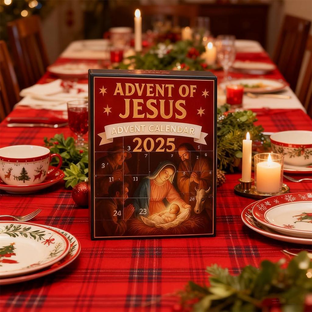 Jesus Advent Calendar 2025, Advent Of Jesus 2025 Advent Calendar with 24 Different 2D Flat Acrylic Jesu Figurines for Christmas Tree Ornaments