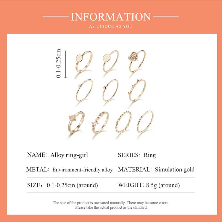 Bisaer Rhinestones & Round Beads Alloy Ring-girl Set for Ladyies Daily Jewelry