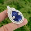Sterling Silver Oval Third Eye Chakra Sodalite Stone Wire Wrap Pendant Jewelry