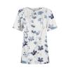 T Shirts For Women Pleated Round Neck Dressy Casual Blouses Printing Short Sleeve Summer Tops Loose Fit