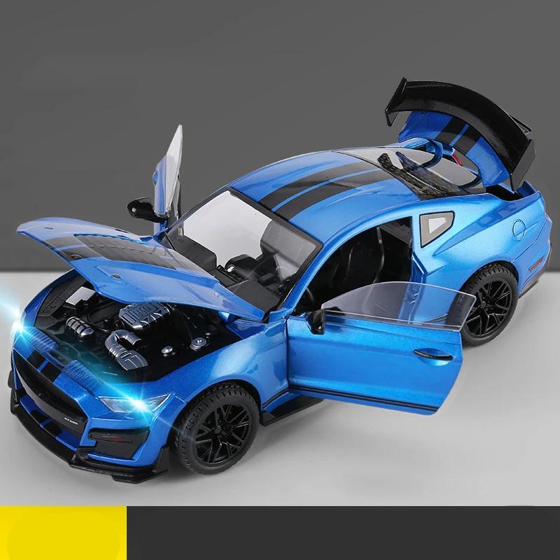 Новый Большой 1:18 Ford Mustang GT500 Миниатюрный литой металлический седан Модель стола Настольная коллекция Украшения Трендовые украшения Детские игрушки