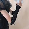 2025 NEW Lace Ruffle Y2k Gloves Fingerless Gloves Mittens JK Lolita Women Mesh Fishnet Bowknot Black White Gloves UV Protection