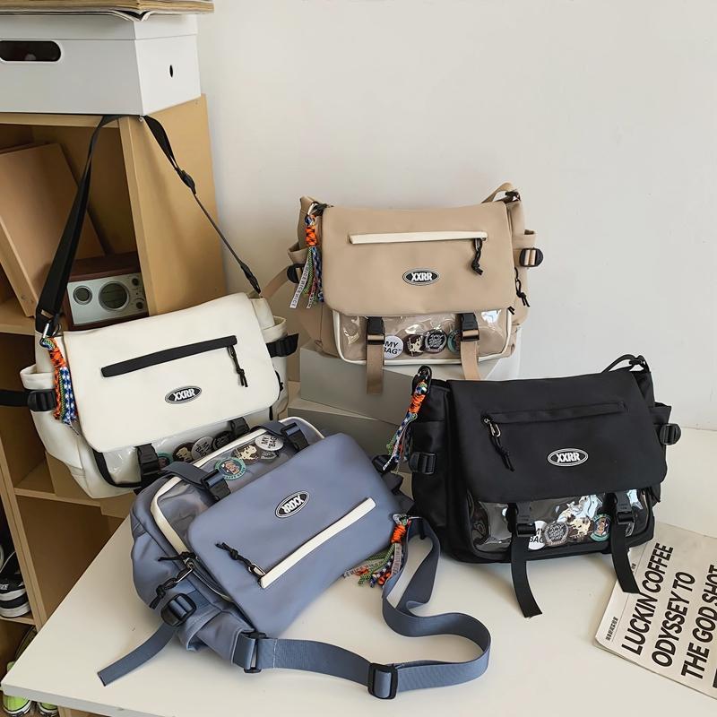 Студенческая сумка-мессенджер, однотонная мужская сумка через плечо, большая вместительная женская сумка через плечо