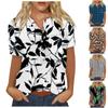 Women's Button Down Fashion Casual Vintage Print Short Sleeve Shirts Blouse