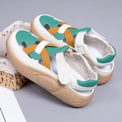 2025 популярные летние сандалии на липучке на толстой подошве женские туфли с полым мягким дном белые дышащие спортивные и повседневные женские туфли