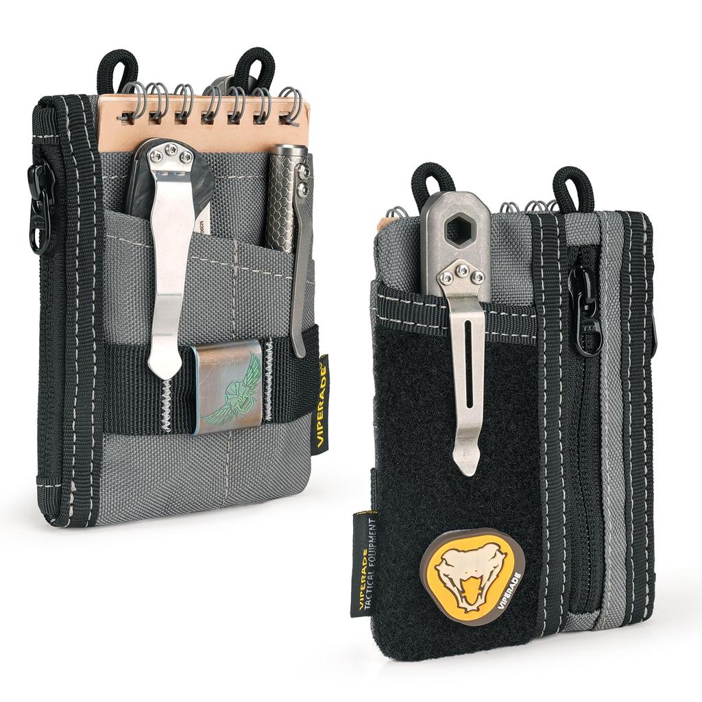 VIPERADE Small EDC Mini Pocket Organizer Pouch for EDC Pocket Organizer 3 Slots 2 Zipper Velcro Pouch Multi Tool Pouch VE18-S Pouch, Men, Pouch,