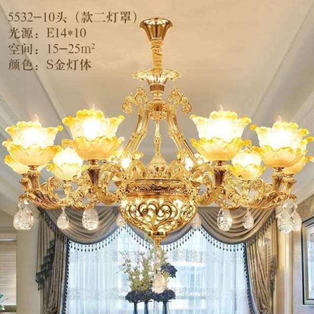 Европейские люстры Роскошная вилла Люстра для гостиной Простая атмосфера Спальня Свеча Хрустальная лампа Теплый свет для ресторана