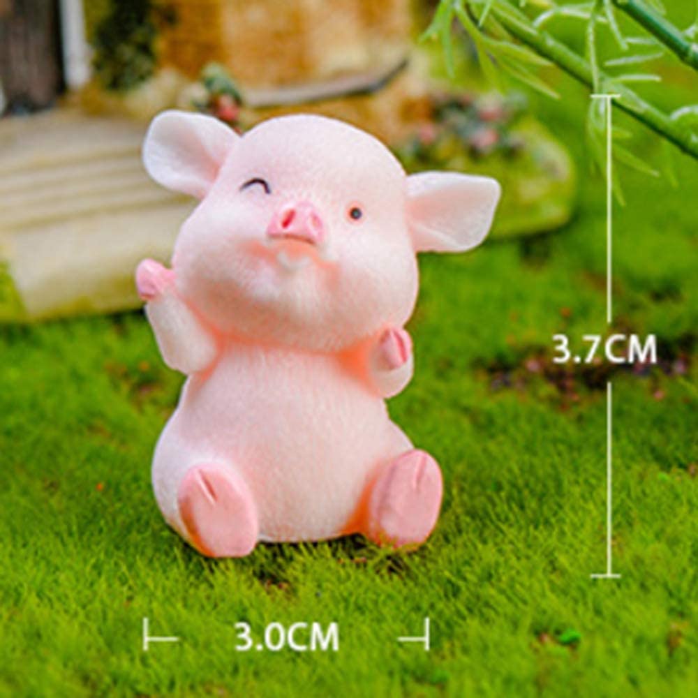 8pcs DIY Animal Statue Pink Pig  Model Dollhouse Accessory Micro Landscape Decoration Resin Craft Pig Miniature