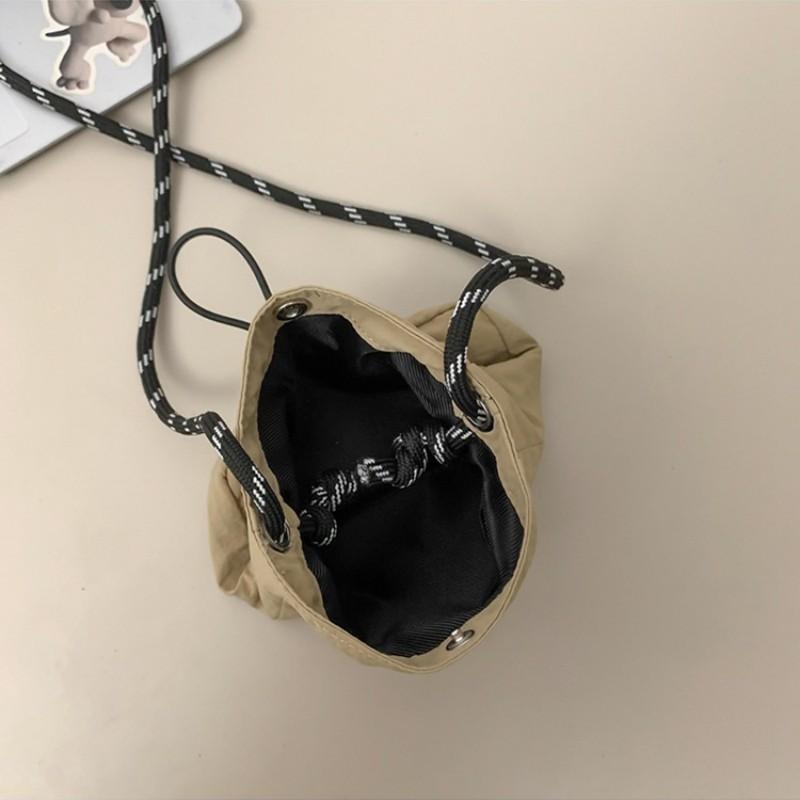 Мини-сумка из нейлона для мужчин и женщин, шикарная сумка-ведро через плечо, повседневная маленькая сумочка с завязками на шнурке, кошелек для телефона