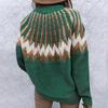Women's Long Sleeve Turtleneck Geometric Pattern Loose Casual Sweater