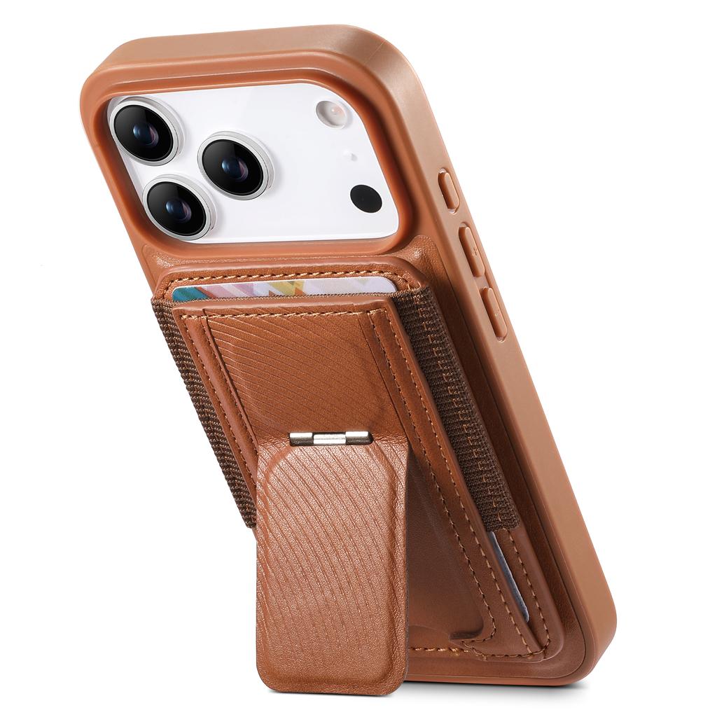 CASENEO For iPhone 17 Pro Max Case with Foldable Kickstand TPU PU Leather PC Card Bag Magnetic Phone Cover Compatible with MagSafe