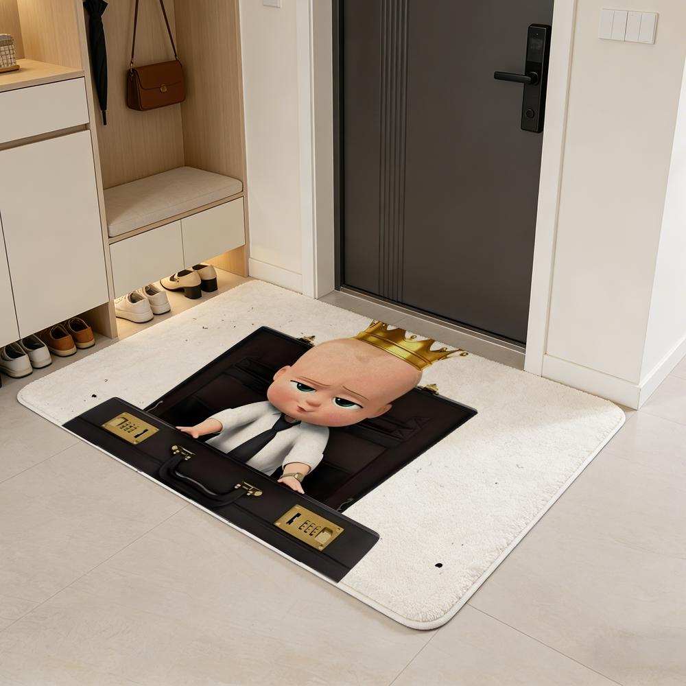 movie T-The Boss Baby Floor Mat Flannel Door Mat Non-Slip Absorbent Washable Indoor Home Rug
