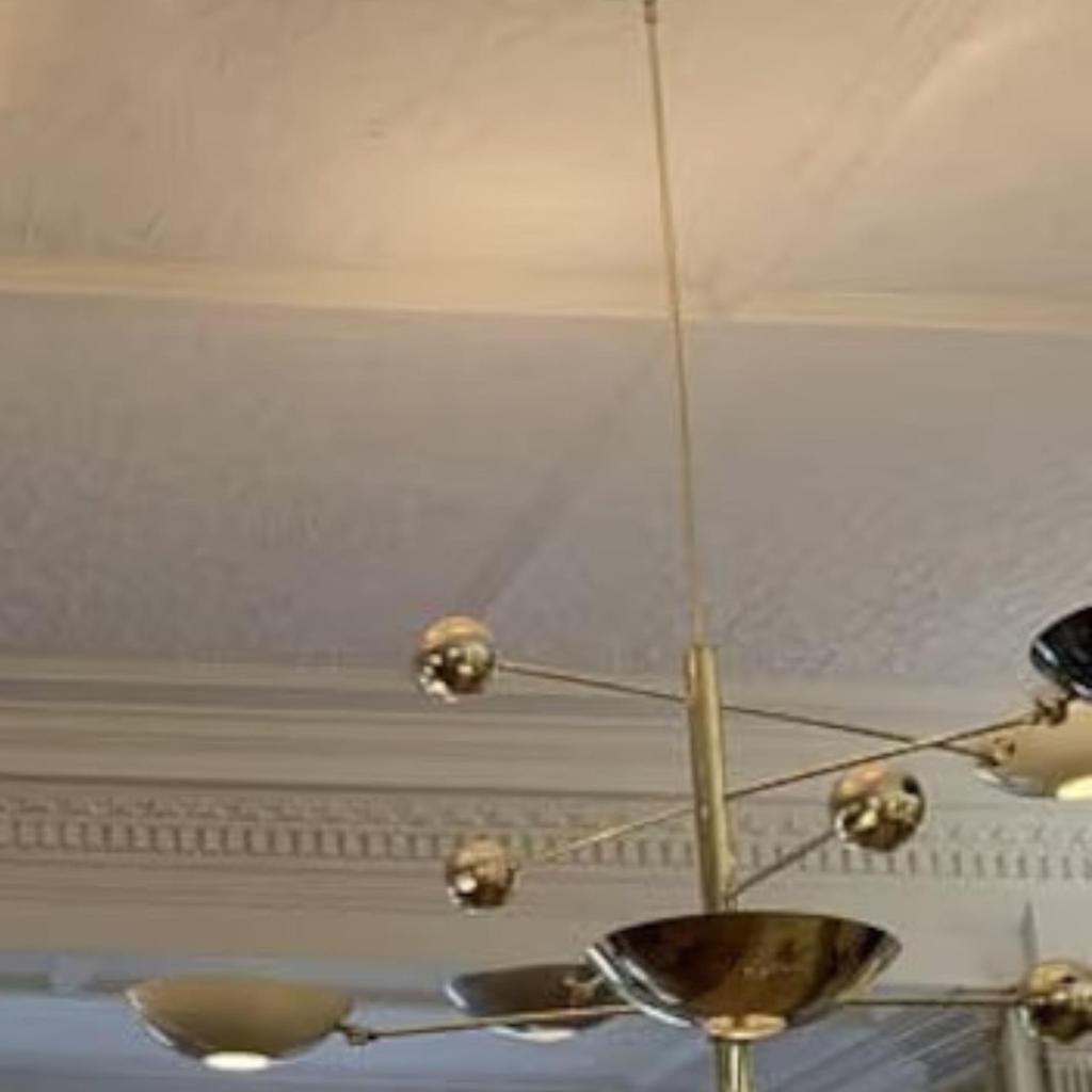 Подвесной светильник на 4 лампы в стиле середины века из необработанной латуни Sputnik