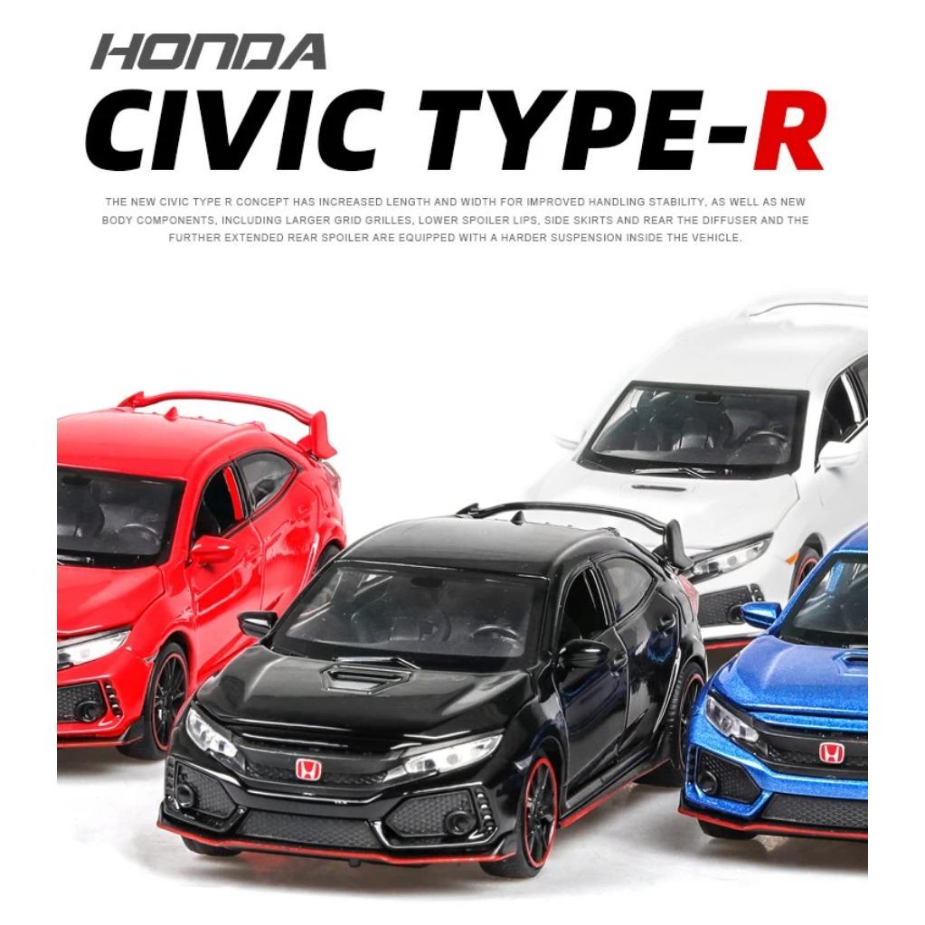 1/32 HONDA CIVIC TYPE-R Литые и Игрушечные Транспортные Средства Металлическая Модель Автомобиля Звук Свет Коллекция Автомобильные Игрушки для Детей Рождественский Подарок
