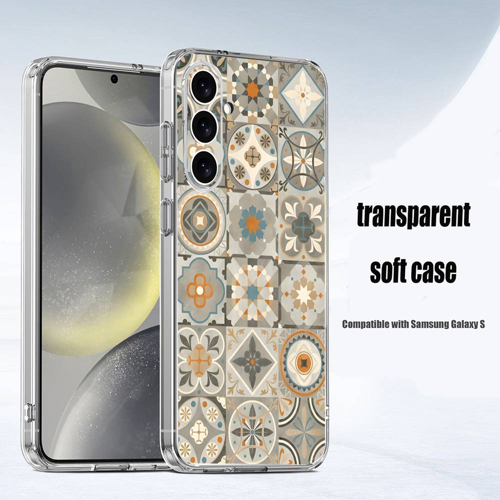 M-Марокканская плитка Чехол для телефона для Samsung S24,30,21,22,23,20 FE,lite,PIus,Ultra,5G,Note,9,10 Прозрачный чехол