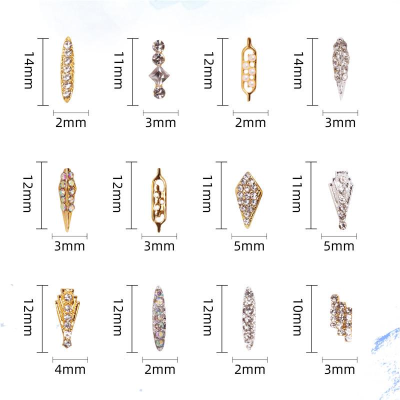 24 шт./колесо, полоска с плоской задней частью, украшения для ногтей, украшение для ногтей из сплава AB, стразы, жемчуг, украшение для ногтей