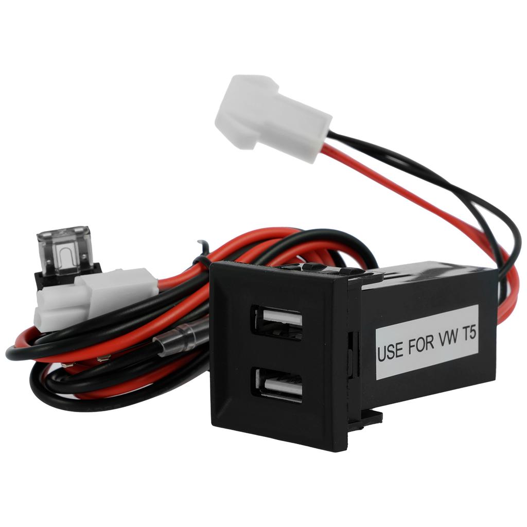 Двойное USB гнездо для зарядки мобильного телефона, совместимое с транспортным средством T5 2003-2009, профессиональное автомобильное зарядное устройство, розетка питания