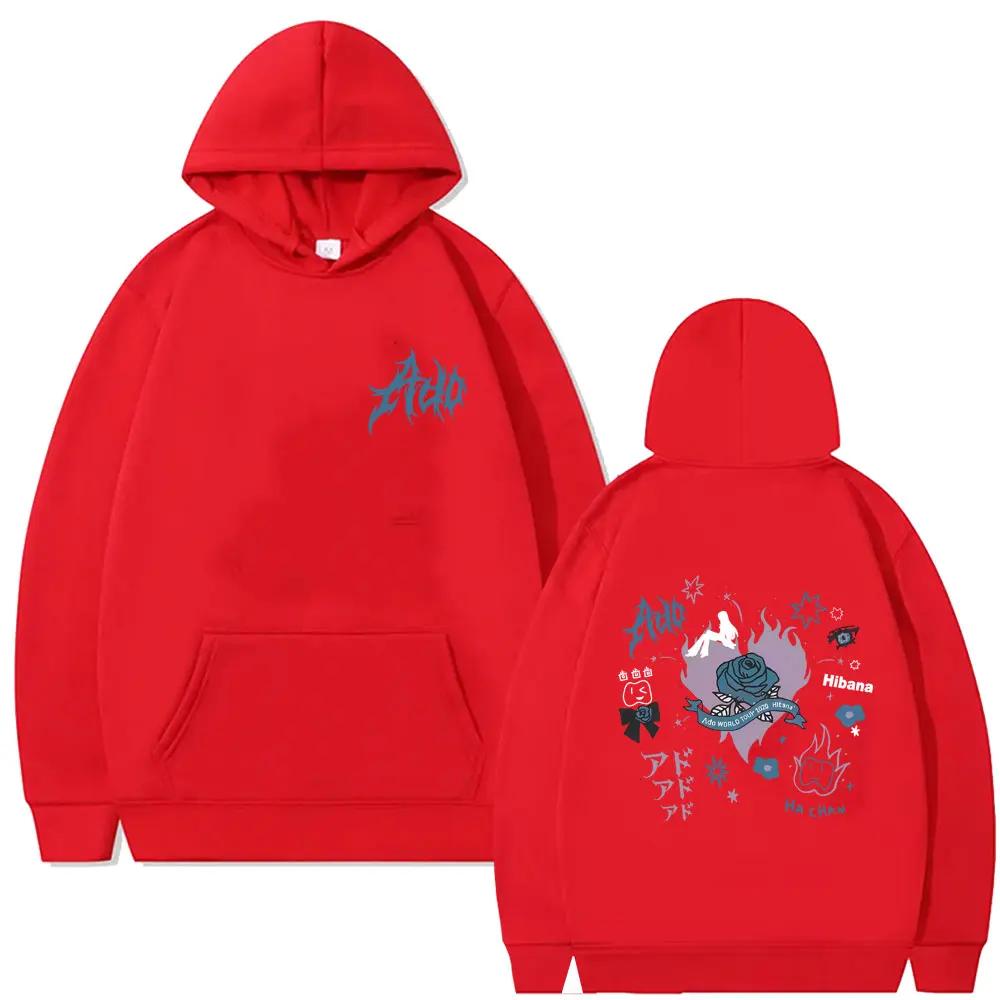 Ado World Tour 2025 Hibana Hoodie Мужская и женская одежда Модный пуловер в японском стиле Мужской повседневный хлопковый винтажный спортивный костюм с капюшоном