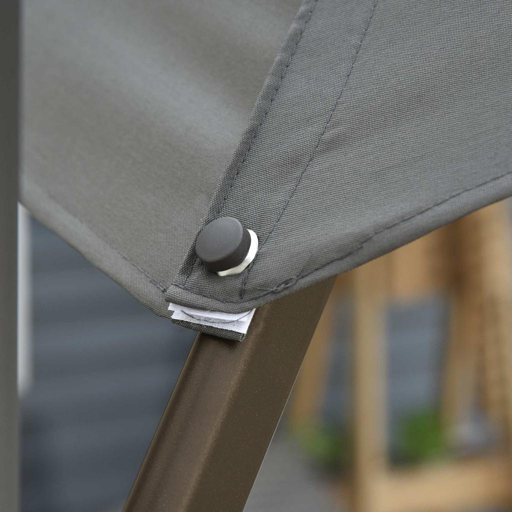 3(m) Offset Parasol Cantilever Hanging Umbrella 360 degrees Rotation w/ Base Dark Grey