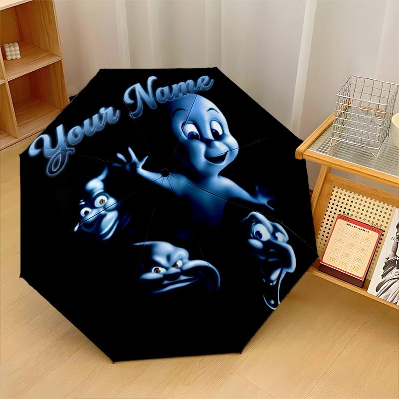 Custom Text Automatic 8 Bone Umbrella, Portable Sun Rain Protection UmbrellaCasper the Friendly Ghost