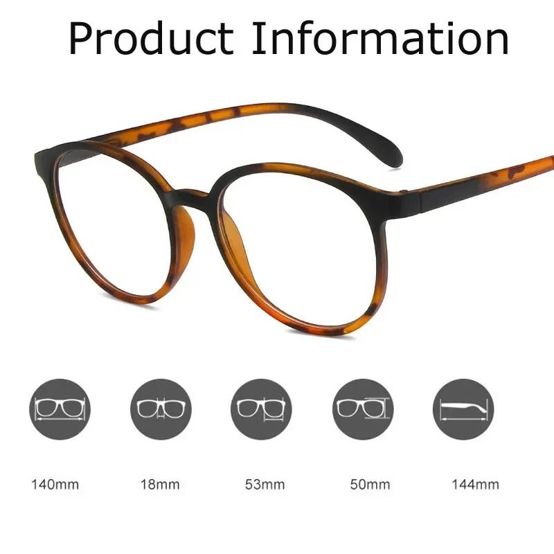 Transparent Computer Myopia Glasses For Women Men Anti Blue Light Round Eyewear Blocking Optical Lenses Eyeglass 0 To -6.0