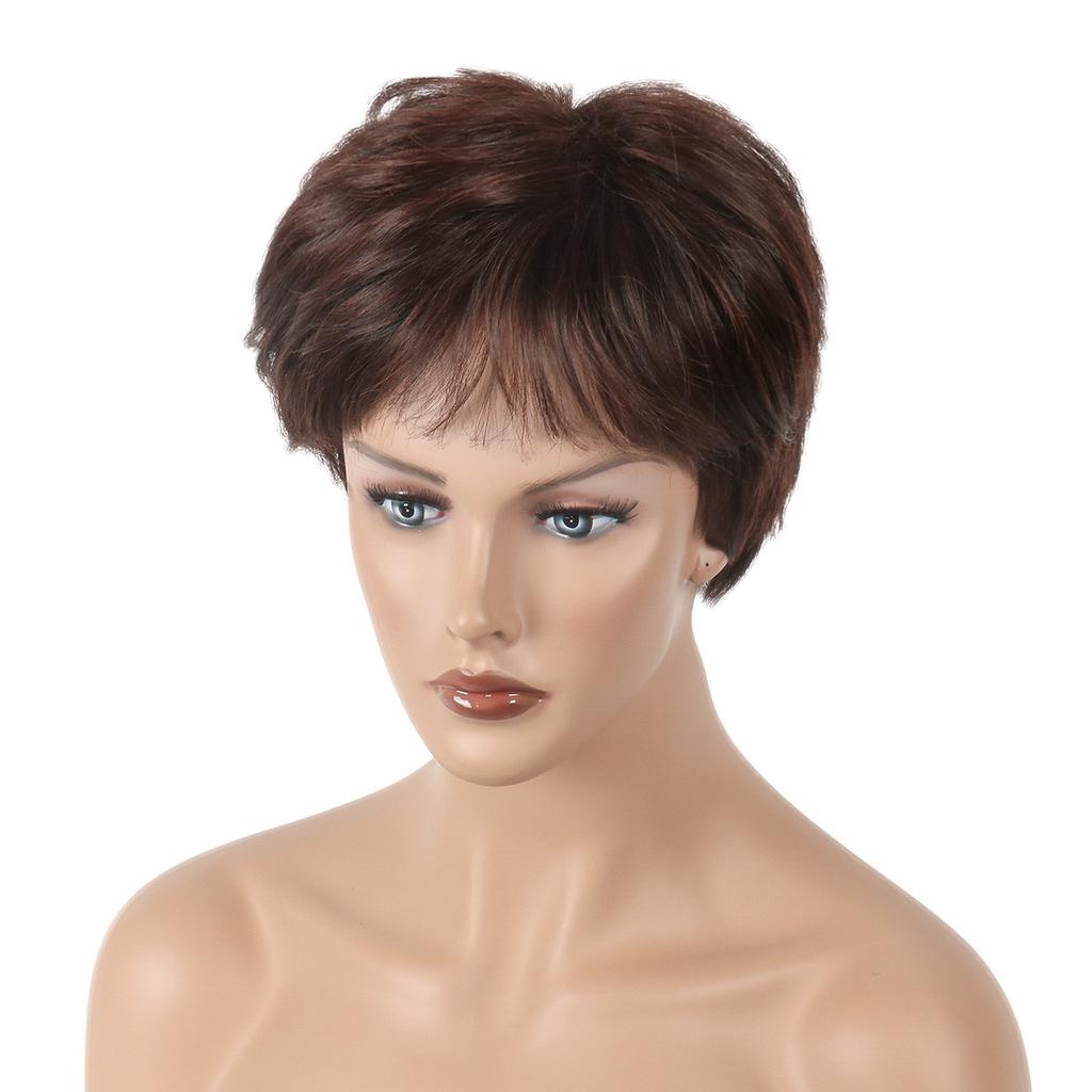 Европейские и американские парики женские короткие волосы, ржаво-коричневые белые женские повседневные парики из химического волокна