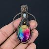 Rainbow Solar Quartz & Moonstone Gemstone Handmade Pure Copper Wire Wrap Jewelry Pendant For Her