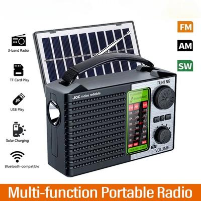 Портативное многофункциональное радио FM AM SW Перезаряжаемое USB TF Воспроизведение Уличное Солнечное Беспроводной Динамик Bluetooth