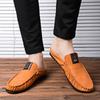 Leather Men's Shoe Male Slipper Mules Outdoor Slides Flat Half Cheap Shoes Liquidation Low Price Trend  Summer Sale Fashion