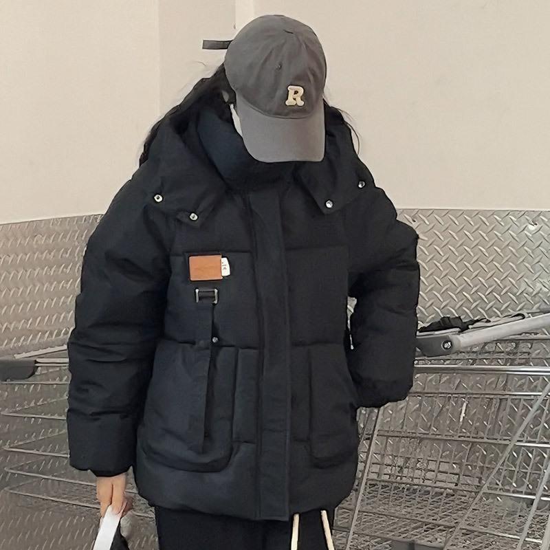 Новое зимнее пальто из хлопка в стиле колледжа для женщин, короткая свободная хлопковая куртка в корейском стиле с капюшоном, студенческое хлопковое пальто, куртка, топ