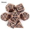 7 Pcs Copper Double Swords Metal Dice Solid Polyhedral Dice Set Suitable for Role-Playing RPG Board Game