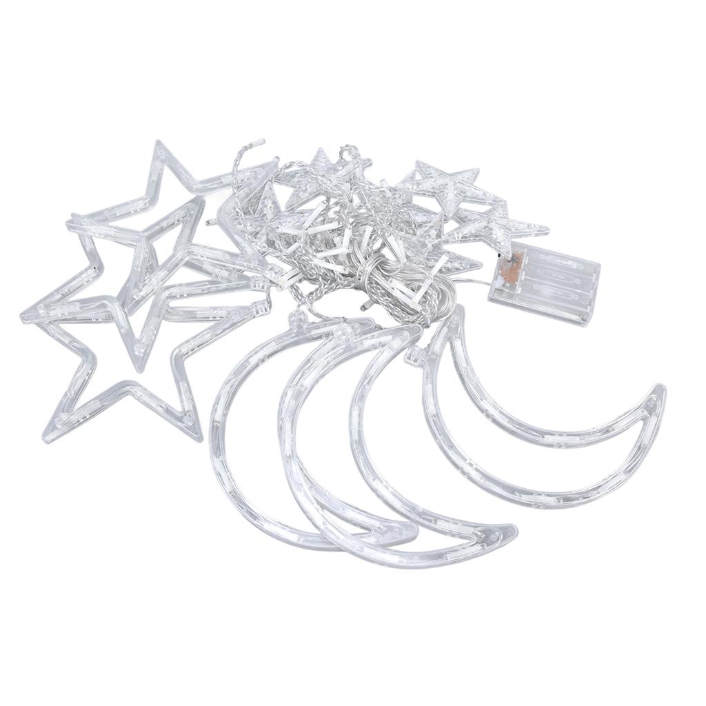 Гирлянда для занавеса «Звезда, Луна» Романтическая атмосфера Питание от батареек 126 светодиодных гирлянд для занавеса «Рамадан»