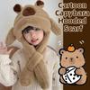 Movable Ears Kids Ear Protection Hat Funny Kids Winter Warm Hat Cute Capybara Hooded Scarf  Outdoor