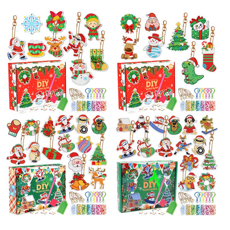 Christmas Gift DIY Diamond Painting Keychain Pendants - Handmade Acrylic Dot Stick-ons