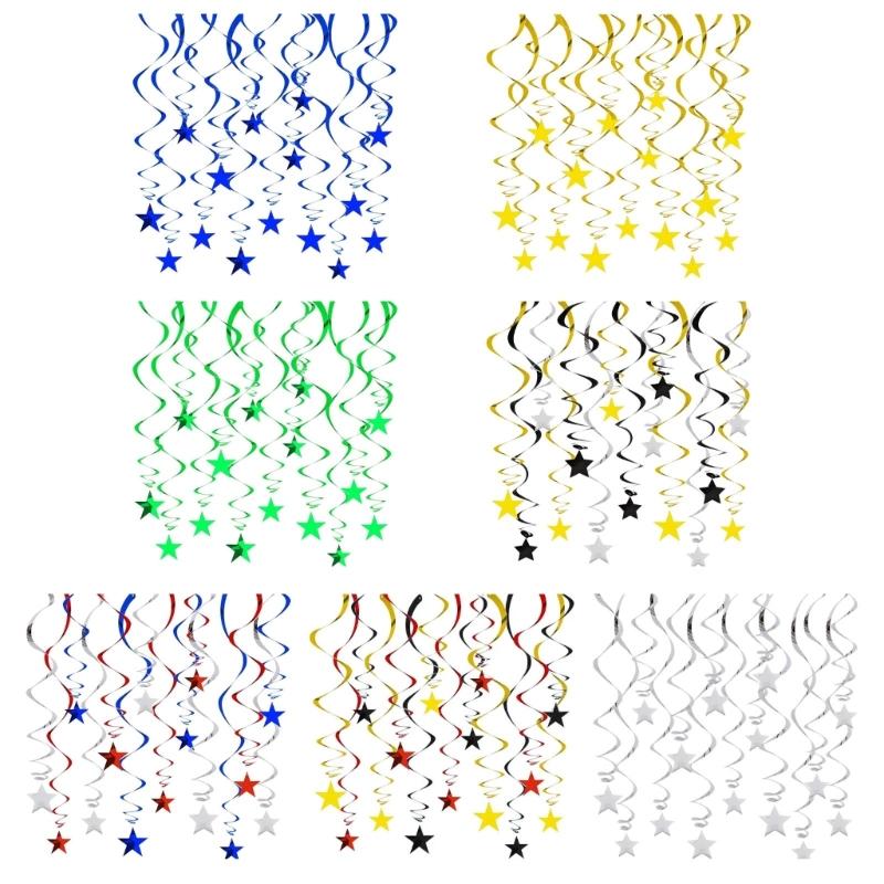 30 шт. Элегантные подвесные спирали со звездами для украшения фестивалей и вечеринок, разработанные для легкой установки и стабильного использования