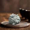 Tea Pet Realistic Style Tea Pets Green Sand Color Mini Tea Pet Figurine Handcrafted Table Centerpiece Tea