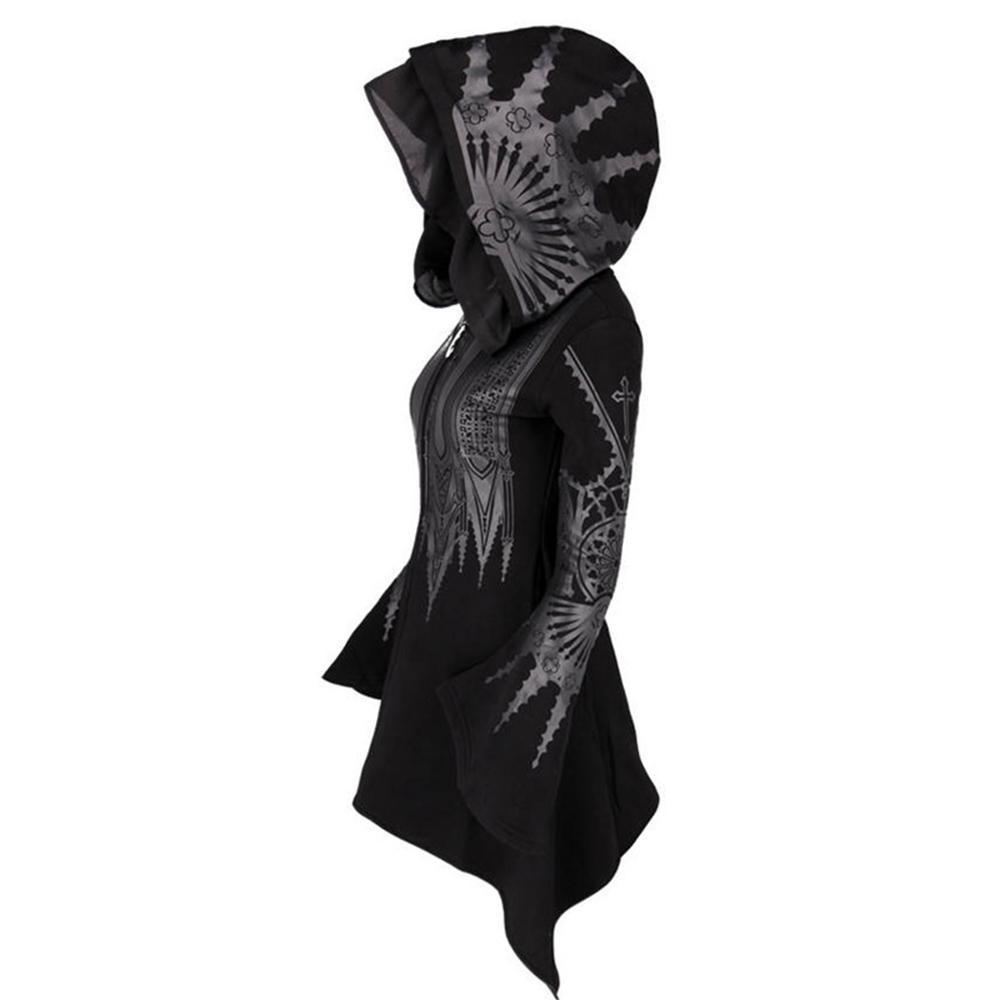 Женская готическая куртка с капюшоном в уличном готическом стиле в стиле панк, черные длинные толстовки с капюшоном в стиле Харадзюку, верхняя одежда на молнии большого размера, верхняя одежда Y2K