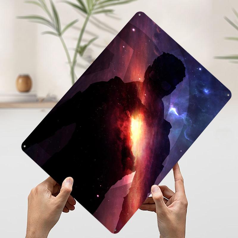 Silhouette in Space Poster Customized Wall Art Vintage Metal Signs Retro Tin Plaque for Man Cave Aesthetic Decoration Room Decor
