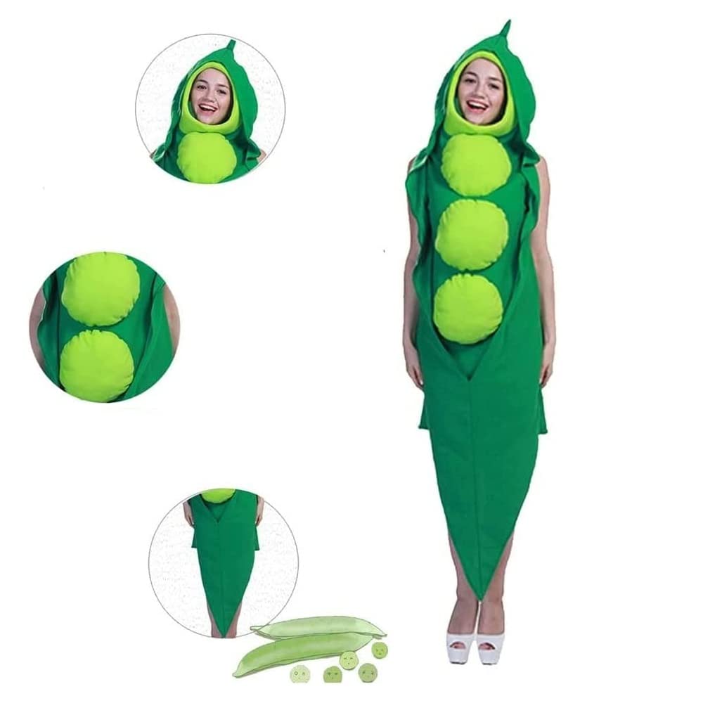 mrcos Green Pea/Edamame Soybean Cosplay Vegetable Costume Kigurumi Pea Costume Food Costume Funny Adult Unisex Halloween Christmas