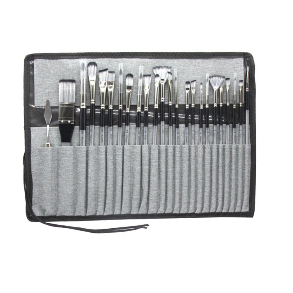 24pcs/set Wooden Handle Nylon Brush Set DIY Art Artist Paint Brushes Paint Brush Set Students Use