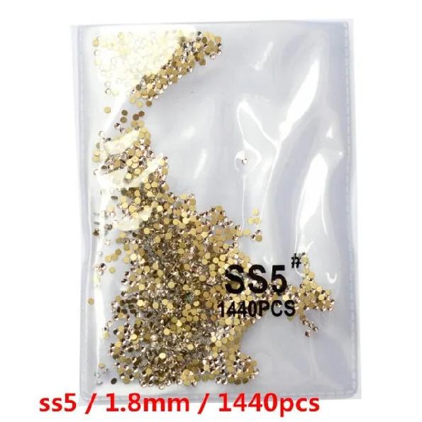 SS3-ss8 1440 шт. Кристалл AB золото 3D Не термофиксация Плоская задняя часть Стразы для нейл-арта Украшения Обувь и танцевальное украшение