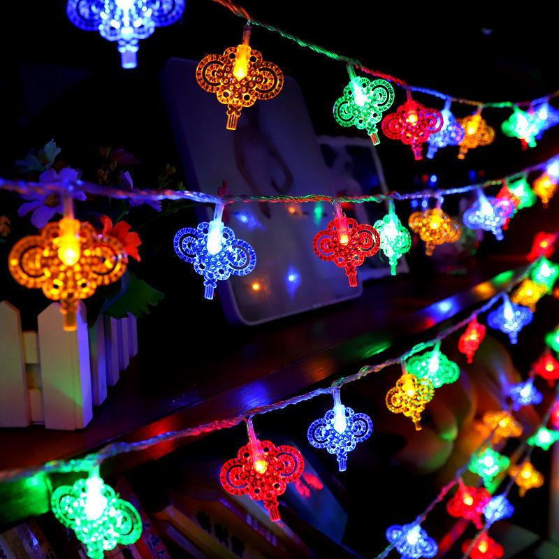 1,5 м 10 светодиодов С Новым годом Красный фонарь гирлянда декор Китайские гирлянды-узелки Свадебные украшения Китайский весенний фестиваль декор