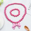 1 Set Princess Gift Necklace Bracelet Set Adorable Bow Candy Color Eco-friendly Bow Necklace for Girls