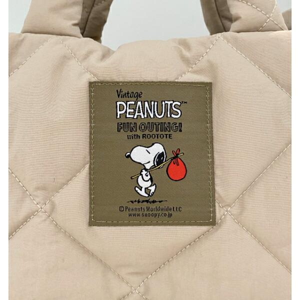 SNOOPY 2Way Quilted Mini Shoulder Tote Bag Beige