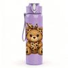 1PC Cute Brown Teddy Bear Art 750ml Color Plastic Sports Water Bottle Leakproof Flip Straw Lid Suitable for Sports Office Home Use