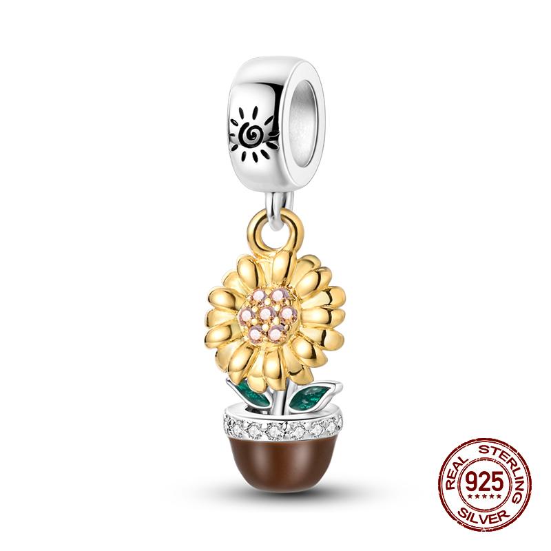 925 Sterling Silver Butterfly Tulip Iris Flower Charms Beads Fit 925 Original Bracelets Fine DIY Valentine Jewelry Gifts