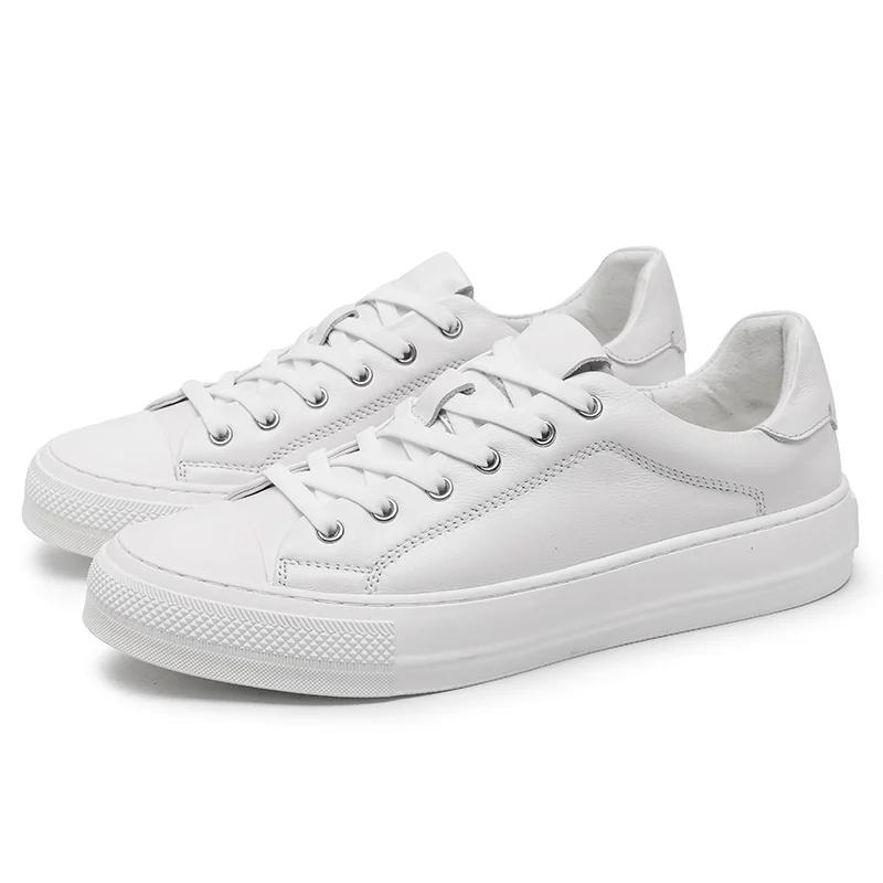 Fashion Luxury Brand Men Flat Genuine Leather Vulcanized Shoes Casual Versatile Walking Thick Sole Antiskid Lace-Up Muller Shoes 2024New