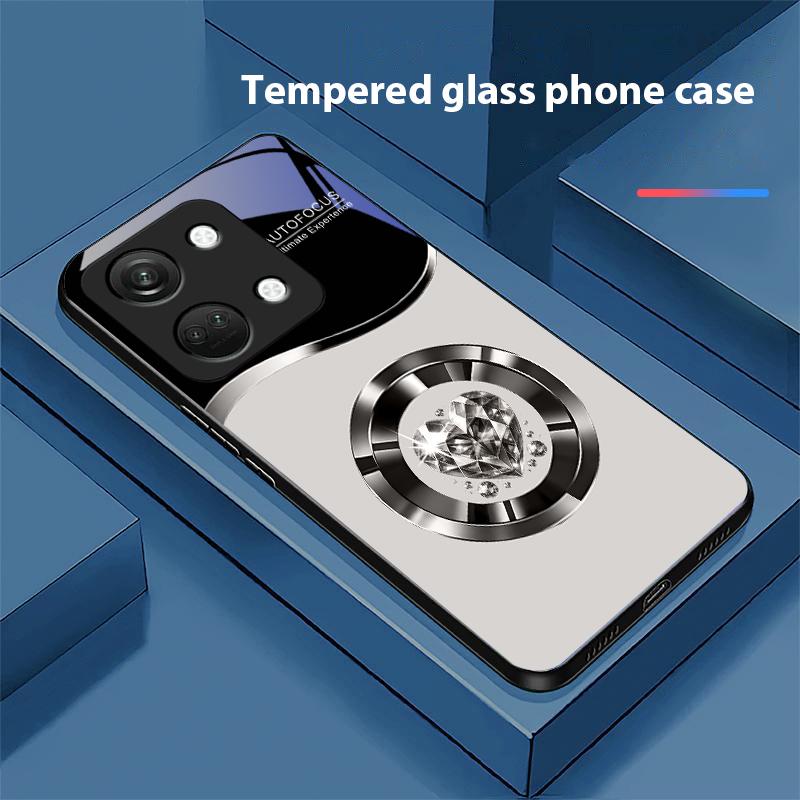 Круглый бриллиант для OnePlus Nord 3 5 6T 7 Pro 8 12 10T Reno8 Lite 5G 10R Nord N30 Жесткий чехол из закаленного стекла для телефона Черный